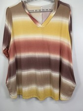 Plus Size Hooded Top 6XL Gradient Stripe V-Neck Stretch USA Made