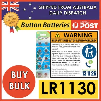 LR1130 Batteries Genuine AG10 1130 LR54 389 389A 10 Alkaline Button Battery 1.5V - image 1 of 4