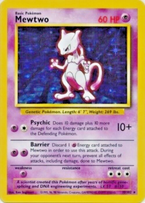 Mewtwo（ミュウツー） Base Set Unlimited 10/102 Pokémon TCG - Mewtwo - 10/102 - Holo Unlimited - Base Set