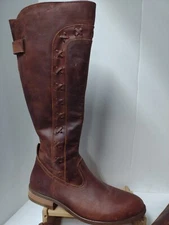 BORN Albi Western Tall Riding Boot Round Toe Natural Full Grain Leather 7.5