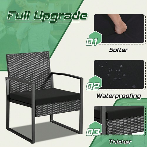 3 Pieces Patio Bistro Set, Wicker Outdoor Patio Furniture Set-Lightning Deals - Picture 4 of 46