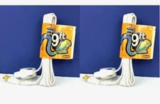 2-PK Leviton WHITE 9-FT Safety Extension POWER CORD 10A 125V 1250W NEW 2531-9