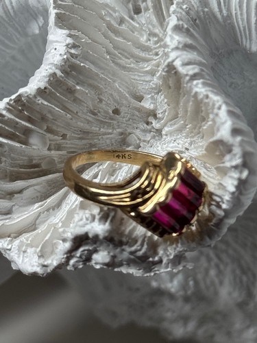 14K YELLOW GOLD RING RUBY SIZE 2.5 - Picture 13 of 15