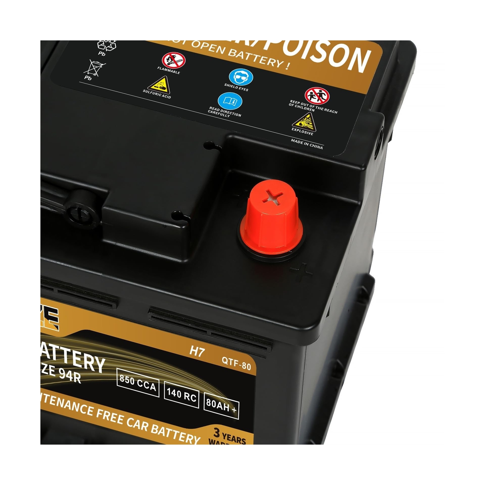 Weize Platinum AGM Battery BCI Group 94R 12v 80ah H7 Size 94R