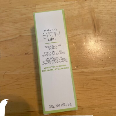New In Box Mary Kay Satin Lips Sugar Scrub Shea Butter Balm White Tea & Citrus.