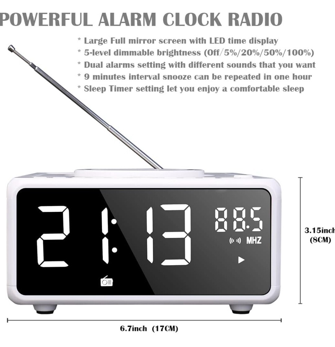 G Keni CD Player Dual Alarm Clock Radio, Bluetooth Boombox with Remote