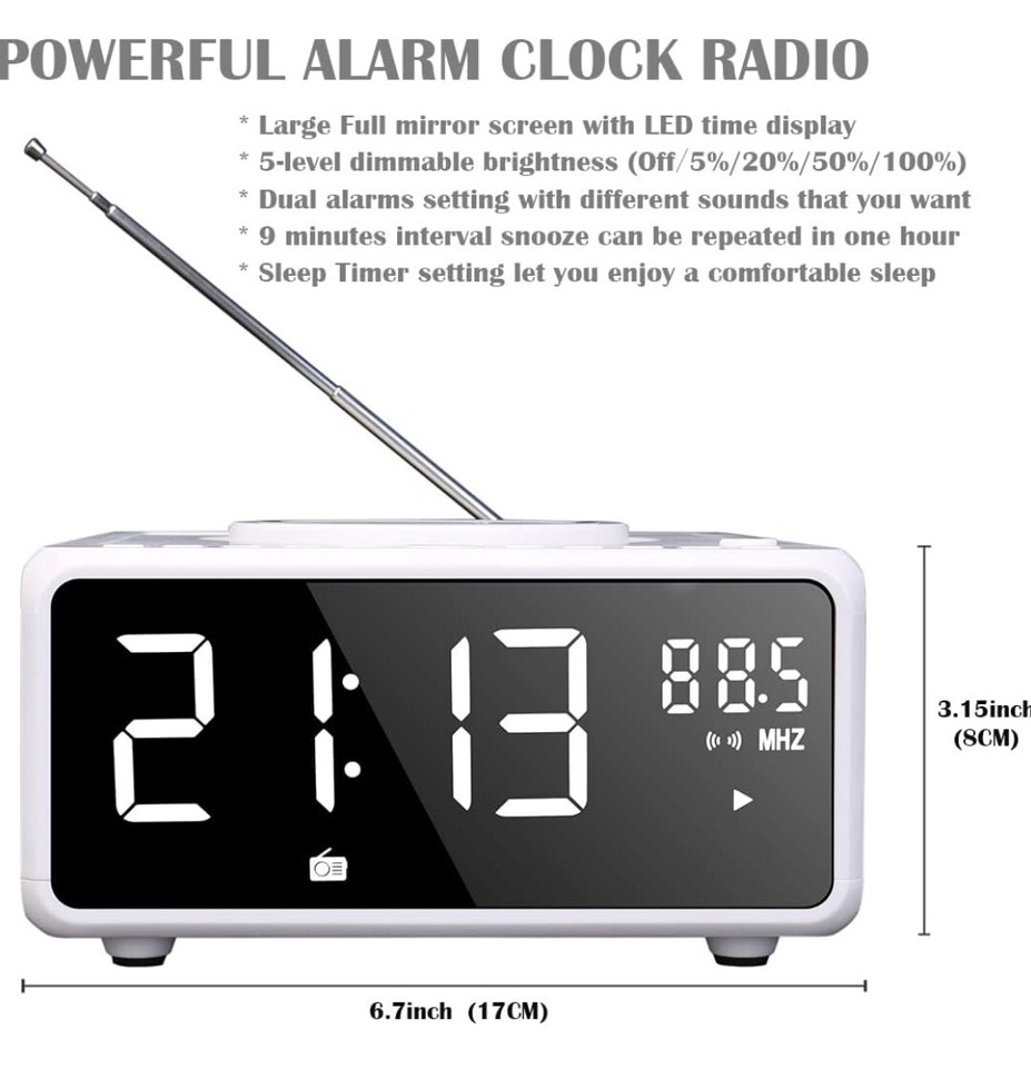 G Keni CD Player Dual Alarm Clock Radio, Bluetooth Boombox with Remote