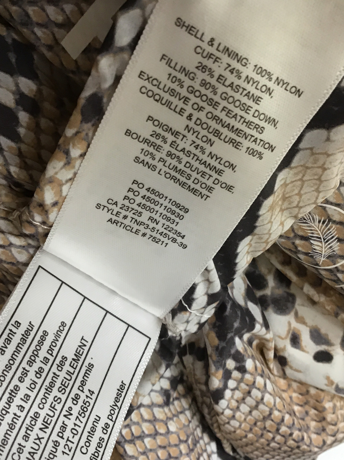 Tna Puffer Jacket Snake Skin Python Print Hooded … - image 7