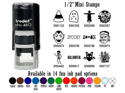 Halloween Spooky Trick or Treat 1/2'' Self-Inking Rubber Stamp Ink Stamper