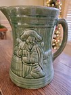 Vtg. Buccaneer Stoneware Pitcher Jug Green hand-made Art Pottery 9 in. Pioneer  — photo 1