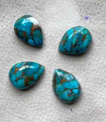 AAA+  Blue Copper Turquoise Cabochon Pear Shape Loose Gemstone