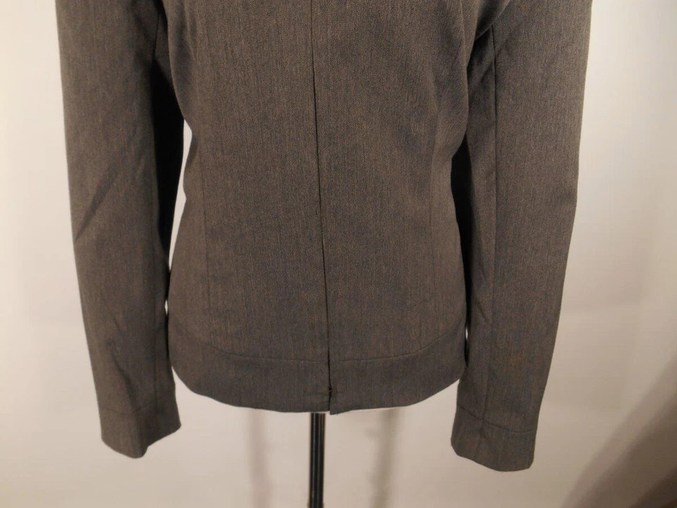 Hermoso Blazer Para Mujer Talla 12 Sag Harbor Gris Manga Larga Ajustado Forrado Cremallera Foto 3 de 4