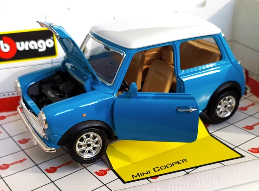 BURAGO GOLD COLLECTION  1:16  AUTO  MINI COOPER 1960 AZZURRO MADE IN ITALY  3309 - Immagine 3 di 3