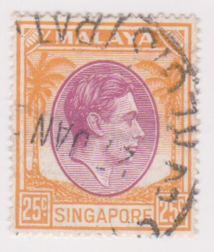(K65-64) 1948 Singapore 25c purple and orange KGVI (BL) - Picture 1 of 1
