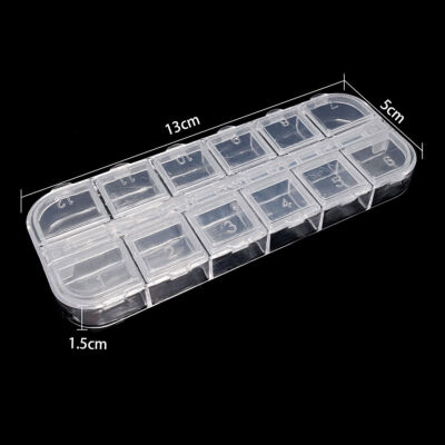 5pcs 12 Grids Compartments Plastic Transparent Containers Storage Case Organizer