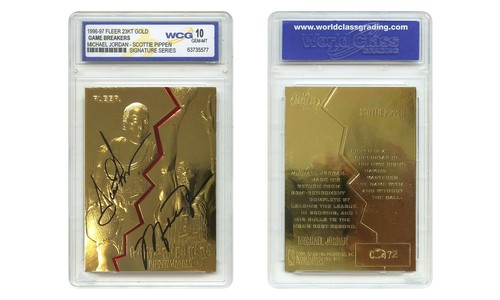 1996-97 JORDAN / PIPPEN FLEER Spiel Breakers 23K GOLD KARTE Signature Serie GM 10 - Bild 1 von 3