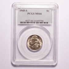 1945-S Jefferson Nickel Silver War PCGS MS66
