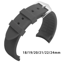 Curved End Watch Band Soft Silicone Rubber Strap Universal 18/19/20/21/22/24mm