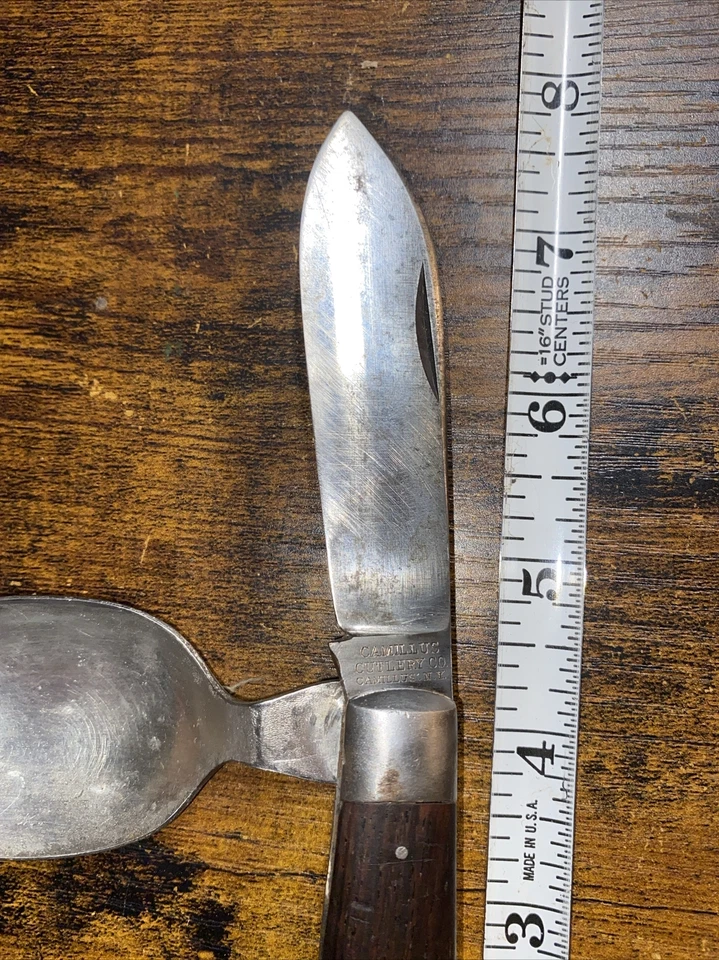 Antiguo cuchillo y cuchara hobo Camillus Cutlery CO. WW1 1917. Modelo 9511. Bonito Foto 4 de 4