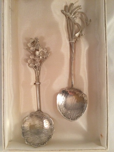 Vintage Sterling Silver Harris & Son Teaspoon Set Kangaroo Paw Boronia Flowers - Picture 7 of 9