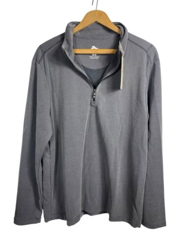 Tommy Bahama 1/4 Zip Size M NEW Pullover Shirt Gray Ribbed Tencel Modal Mens - Picture 2 of 10