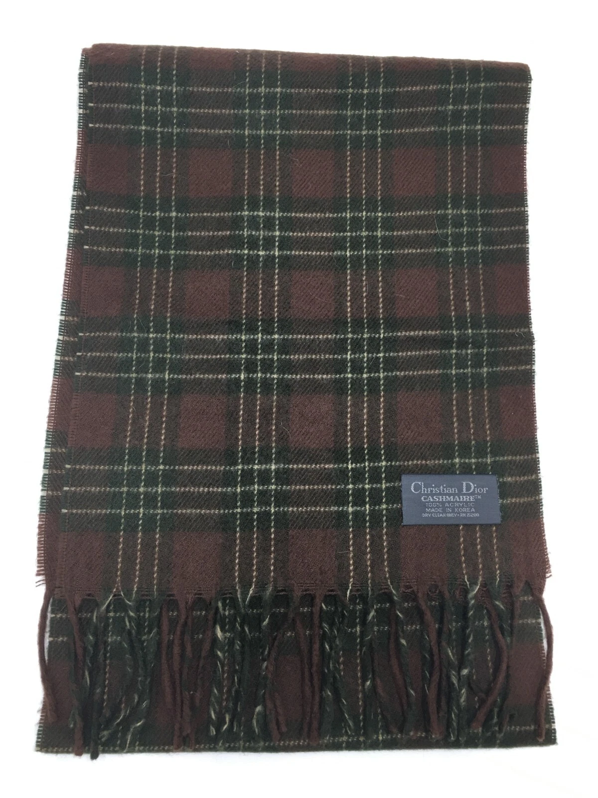 Écharpe à carreaux marron Christian Dior Cashmaire 100 % acrylique (RN 15200)
