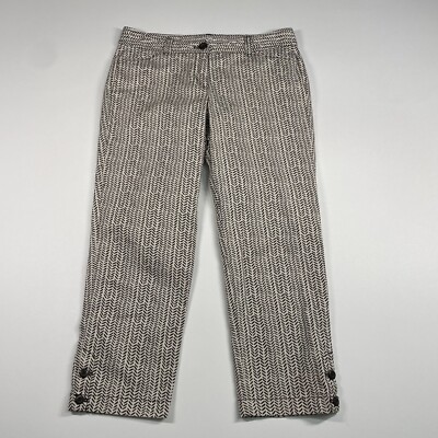 Ann Taylor Loft Pants Women s 2 Brown Patterned Crop Measures 30x23
