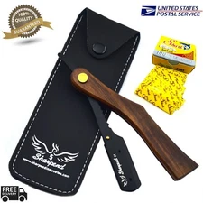 Professional Barber Hair Shaving Razor Straight Edge Folding Knife + 100 Blades