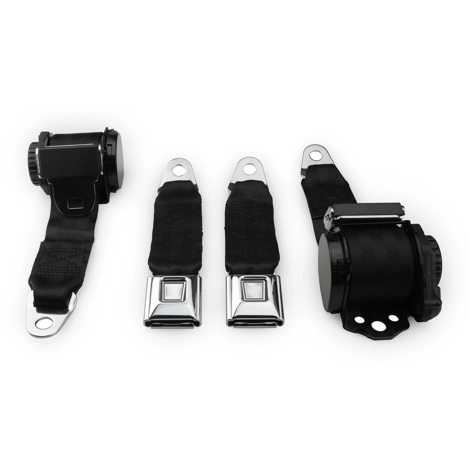 1978-82 Corvette Single Retractor Shoulder Seatbelt System PushButton - Black - Image 2 of 3