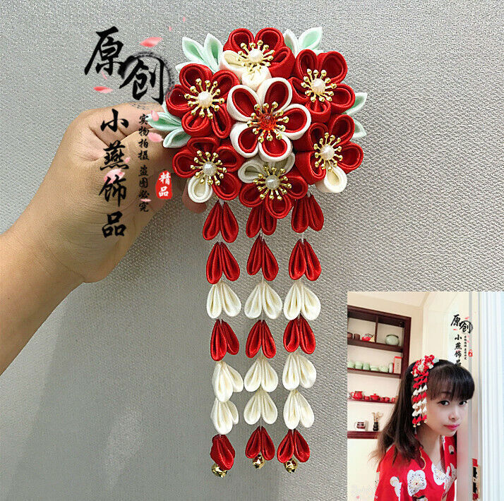 Sakura Tsumami Kanzashi Hairpin Stick for Kimono Japanese Flower