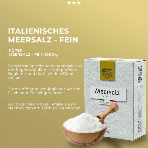 2X Küper Selection Meersalz - 1000g feines Salz zum Würzen und Verfeinern - ohne - Bild 2 von 4