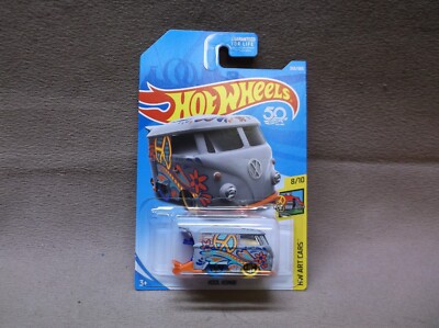 HOT WHEELS 2018 #353 GREY VW VOLKSWAGEN KOOL KOMBI T1 BUS HIPPIE PEACE VAN