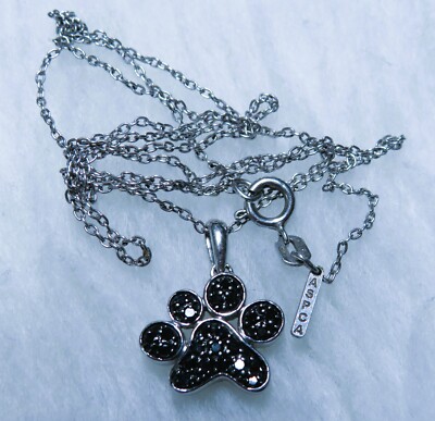 ASPCA Sterling Silber Pfoten Halskette mit schwarzen Diamanten 1/3ct.