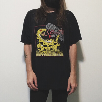 Don't Tread On Me Snake Stomp Tattoo Flash Oversized Black Tee XXL