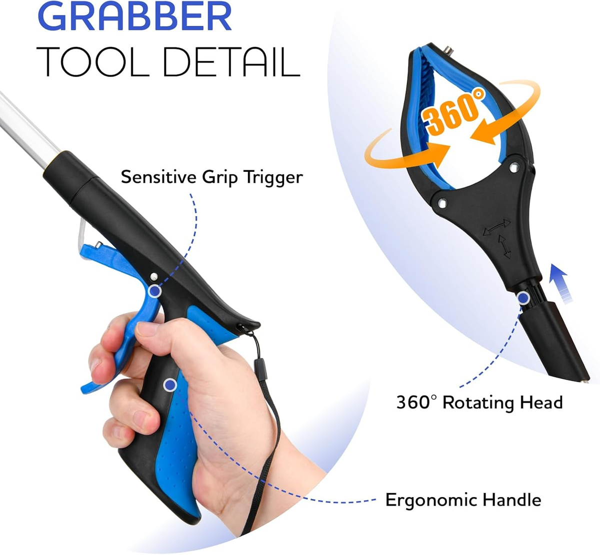 Pinza Recogedora Plegable - De Aleación De Aluminio, 80 Cm, Para Recoger Basura Sin Agacharse, Ideal Para Mayores O Personas Con Movilidad Reducida