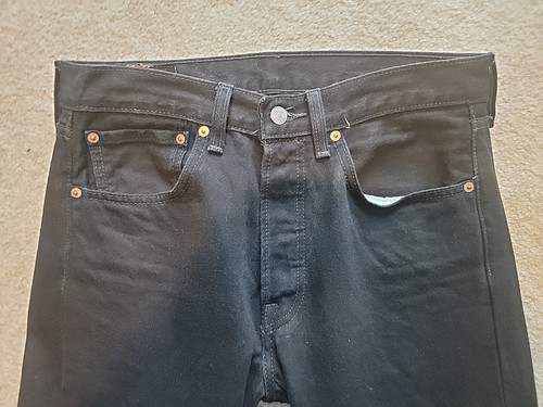 Pantalones de mezclilla Levi's 501 negros calce clásico botones mosca algodón talla 32X32 para hombre - Imagen 4 de 18