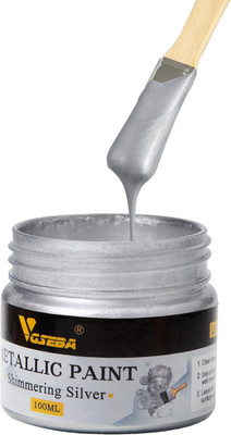 Acrylic Paint Metallic Silver, Non Toxic, Non Fading, 100Ml Silver Leaf Paint