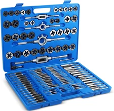 Large Tap and Die Set Metric - 110 Piece Bolt and Pipe Tap Sets for Threading