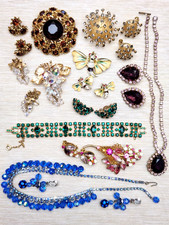 Vintage Sputnik Trembler CORO CRAFT WEISS BROOCH EARRING SETS Rhinestone