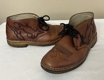 YMC Western Style Chukka Boots Brown Leather Short Size. 41 Made In Portugal Men