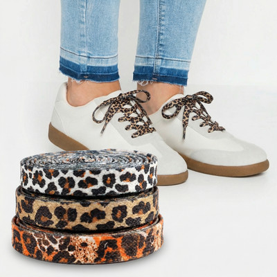 Flache Leoparden-Schnürsenkel Paar Turnschuhe Stiefel Qualität Krawatten kurz lang Kinder Erwachsene UK