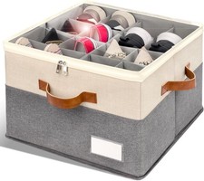 Shoe Organizer for Closet, Foldable Shoe Storage Bins with Clear Cover