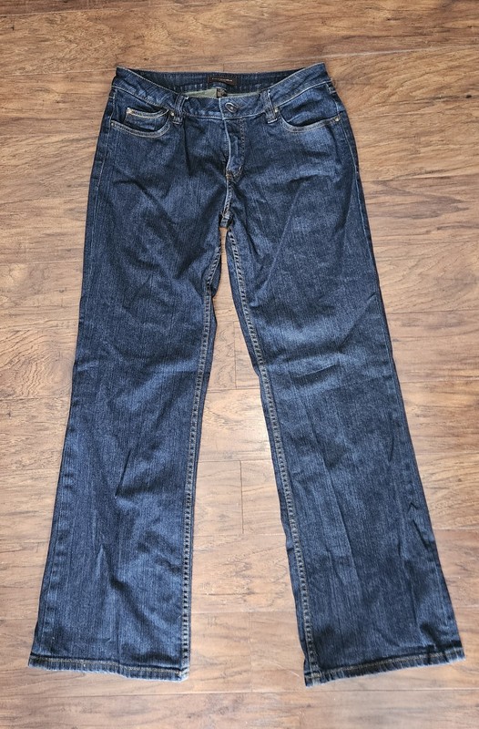 Christopher Blue Mid-rise Straight Leg dark wash denim jeans Women's 12 Stretch