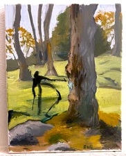 Post-Cubism Plein Air Oil Painting Landscape Nature 12x16 Canvas Original Art