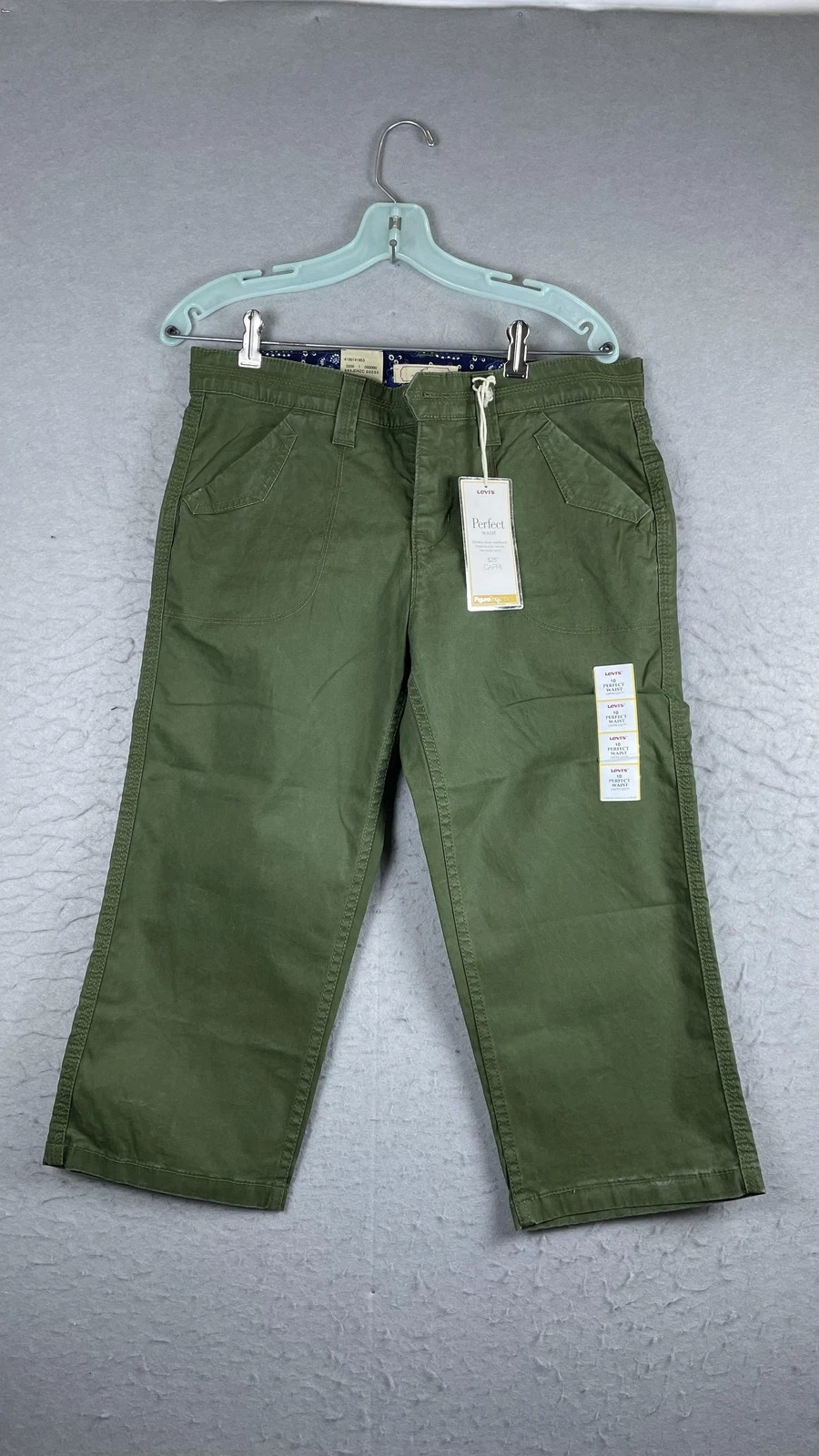 Levi's Perfect Waist 525 Capri Pants Womens 10 Green Pull On Elastic Stretch