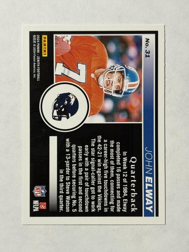 Panini Zenith John Elway #31 2024 venta al por menor Denver Broncos - Imagen 2 de 2