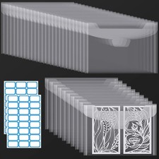 Pllieay 35pcs Clear Stamp and Die Storage Pockets, Stamp Storage Bags, Plastic 