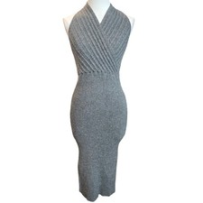 Womens Gray Halter Knit Midi Dress Sz. Onesize