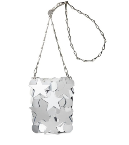 Brand New 1969 Sparkle Paco Rabanne Silver Star & Circle Chain Strap Bag