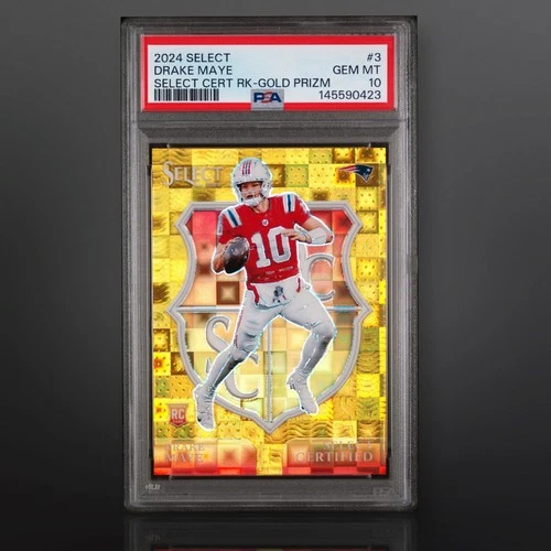 2024 Select Drake Maye Select Certified Rookie Gold Prizm #3 PSA 10 GEM MT 2/10